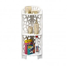 3-Tier Wood Plastic Bathroom Storage Corner Shelf Rack Organizer